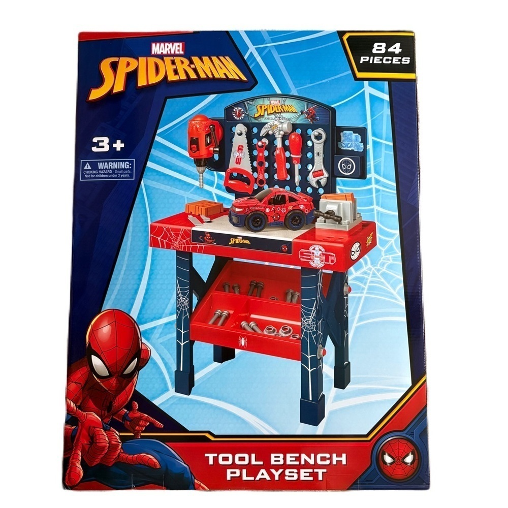 Marvel Spider-Man Tool Bench Playset NEW Car Garage 84 Pieces Work Bench